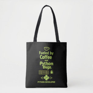 Tote Bag Développeur Python drôle – Alimenté par des bugs d