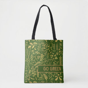 Tote Bag Devenez écolo, couronne de fleurs d'or