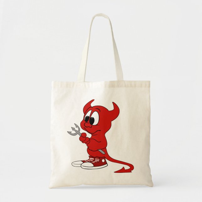 Tote Bag Devil Red Demon Cartoon Satan Evil Hell Heure (Devant)
