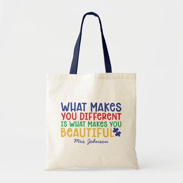 Tote Bag Devis inspirant | Professeur d'autisme personnalis (Devant)