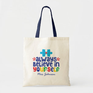 Tote Bag Devis motivationnel   Professeur d'autisme personn