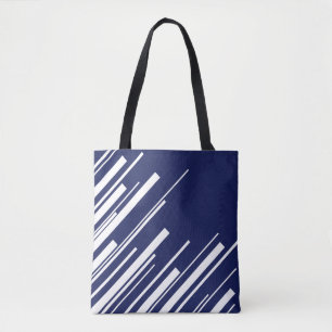Tote Bag Diagonales - Bleu et Blanc