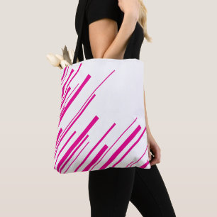 Tote Bag Diagonales en Magenta et Blanc
