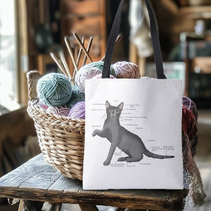 Tote Bag Diagramme d'anatomie de chat drôle Humour Nerd