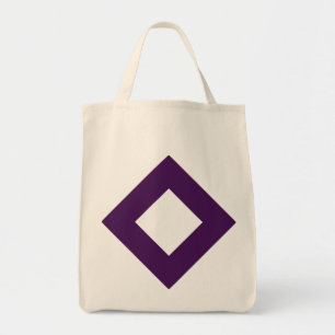 Tote Bag Diamant blanc, bordure violette en gras