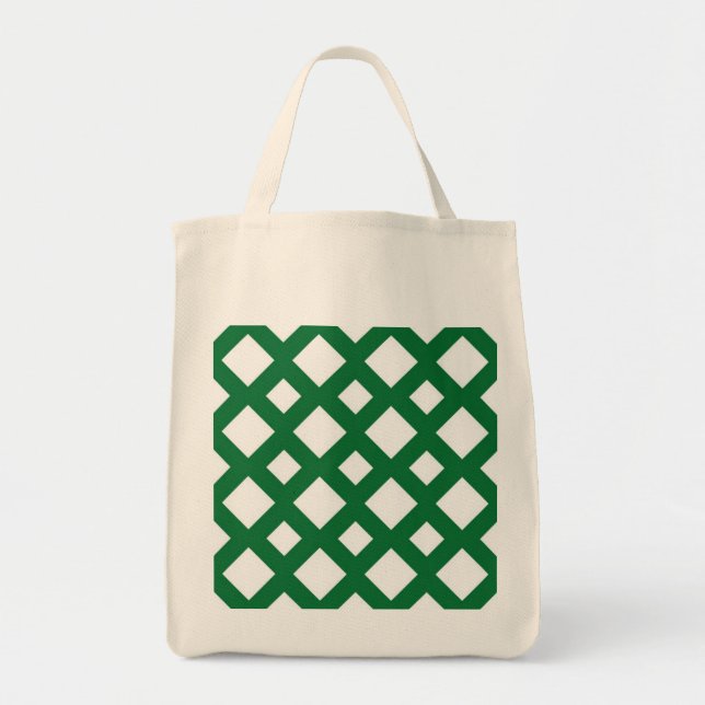 Tote Bag Diamants blancs sur vert (Devant)