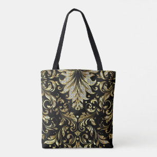 Tote Bag Diamants & Conception Florale Or