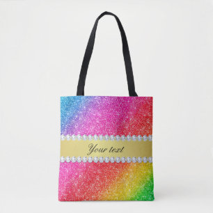 Tote Bag Diamants de parties scintillantes d'arc-en-ciel de