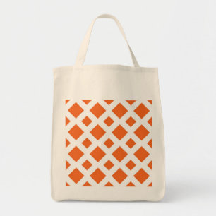Tote Bag Diamants orange sur blanc