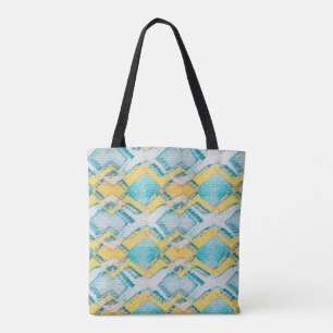 Tote Bag Diamants Turquoises et jaunes Abstraits
