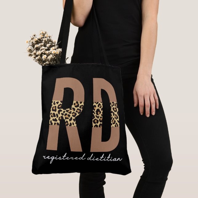 Tote Bag Diététiste enregistrée Cheetah imprimer Dons RD (De près)