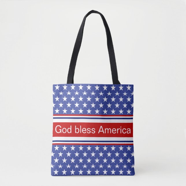 Tote Bag Dieu bénisse Amérique Motif patriotique (Devant)