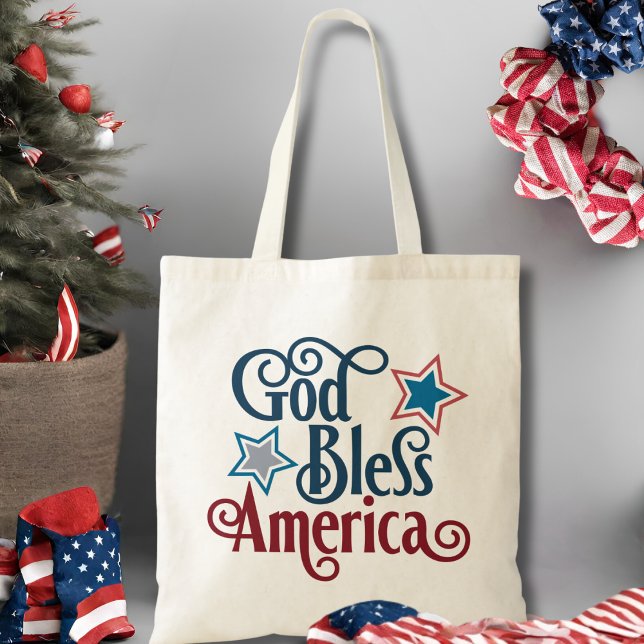 Tote Bag Dieu bénisse l'Amérique Rouge Blanc et Bleu Patrio (God Bless America Red White and Blue Patriotic Tote Bag)