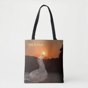 Tote Bag Dieu est l'amour coucher de soleil