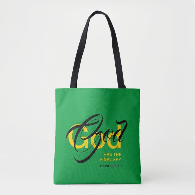 Tote Bag DIEU FINAL DIRE Écriture | Monogramme | Green (Devant)