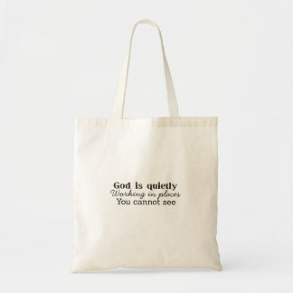 Tote Bag Dieu travaille la typographie chrétienne Biblique