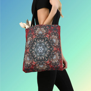 Tote Bag Digital Mandala rouge et blanc