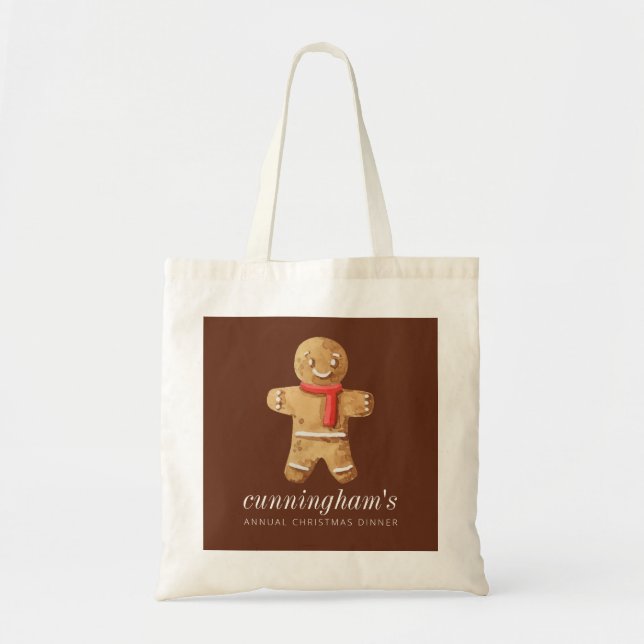 Tote Bag Dîner de Noël Homme en pain d'épices (Devant)