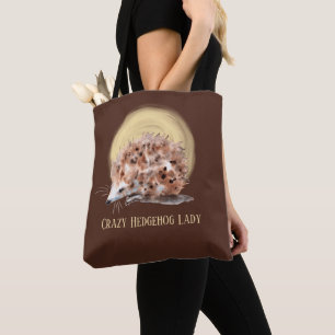 Tote Bag Dingue hérisson dame ajouter du texte