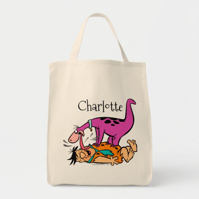 Tote Bag Dino Licking Fred Flintstone (Devant)