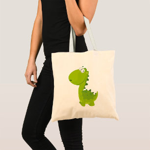 Tote Bag Dino vert souriant