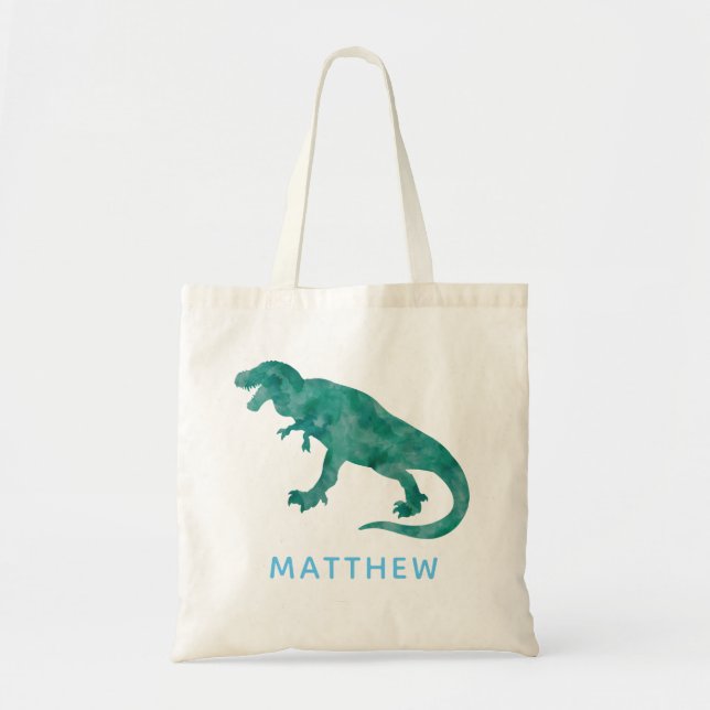 Tote Bag Dinosaure d'aquarelle personnalisée pour enfants T (Devant)