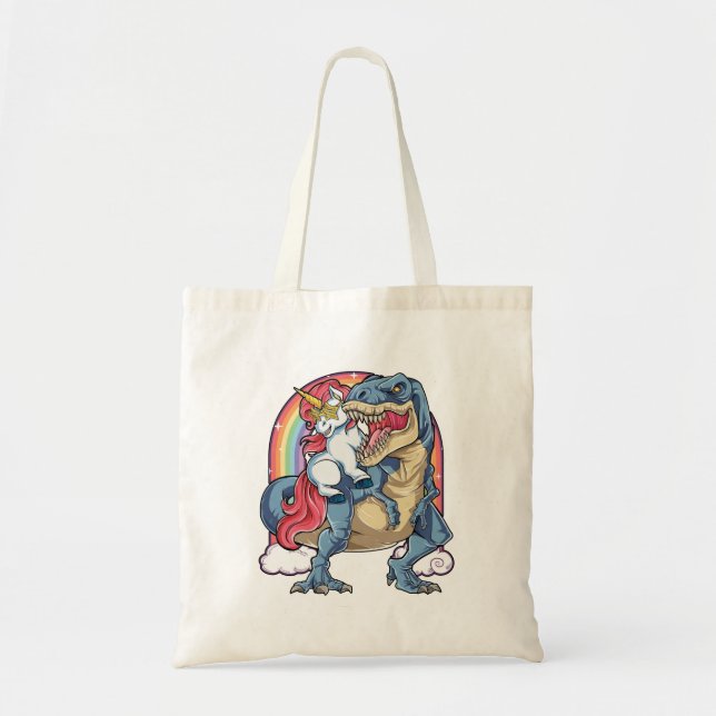Tote Bag Dinosaure d'équitation de licorne (Devant)