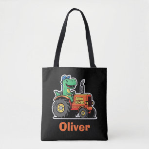 Tote Bag Dinosaure drôle conduisant un tracteur Dino Power
