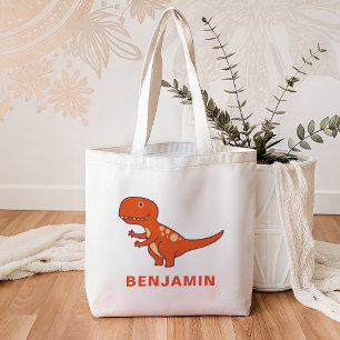 Tote Bag Dinosaure Orange Mignon pour Enfants