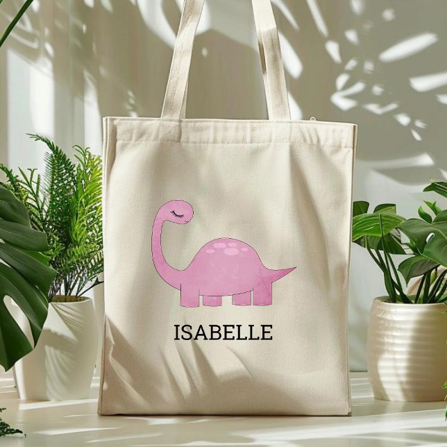 Tote Bag Dinosaure rose mignon Personnalisé (Créateur téléchargé)