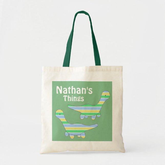 Tote Bag Dinosaure Vert Gratuit Enfants Personnalisés (Devant)