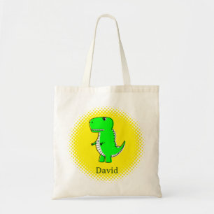 Tote Bag Dinosaure vert Nom personnalisé du dessin