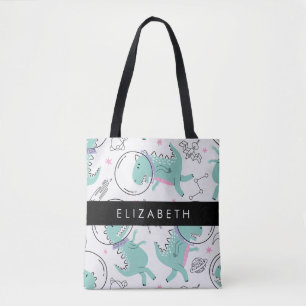 Tote Bag Dinosaures Spatiaux, Dinosaures Mignons, Étoiles, 
