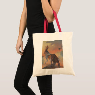 Tote Bag Dinosaures vintage, Carnotaurus rugissant dans la