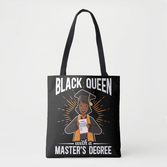 Tote Bag Diplômée Reine noire Diplôme de maîtrise (Devant)