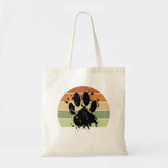 Tote Bag Distresse Paint Spatter Dog Empreinte de patte Ret (Devant)