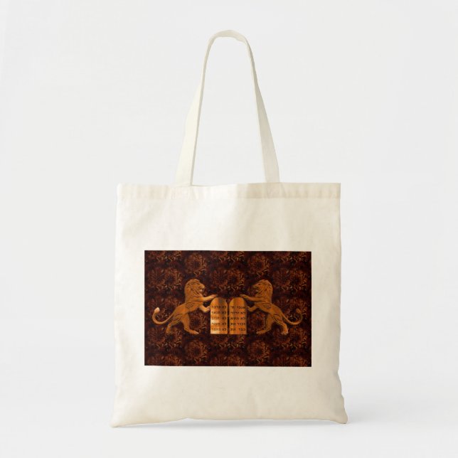 Tote Bag Dix commandements et lions (Devant)