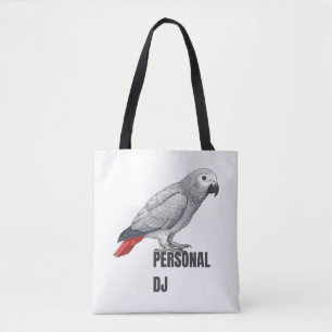 Tote Bag DJ personnel Gris africain – Conception de perroqu