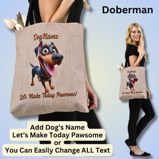 Tote Bag Doberman - Ajouter le nom du chien, modifier le te
