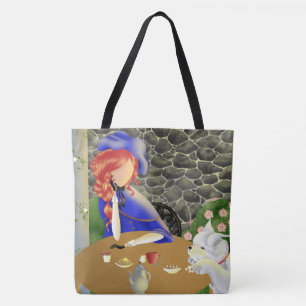 Tote Bag Dog & Lady au Café au coucher du soleil