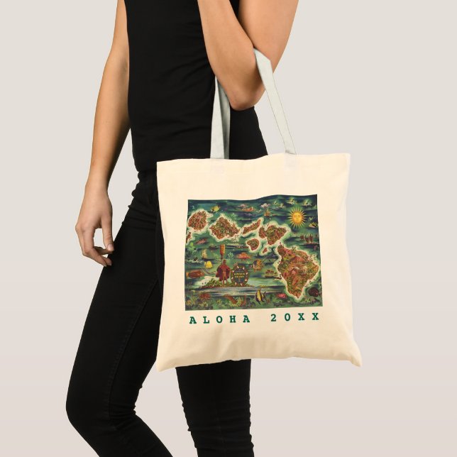 Tote Bag Dole Map of Hawaii 1950 Voyage / Année (Devant (produit))