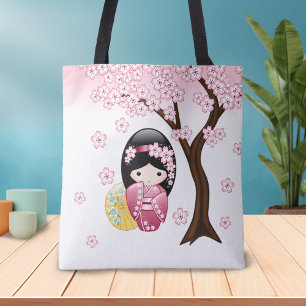 Tote Bag Doll de Kokeshi - Cute Japonaise Geisha Girl
