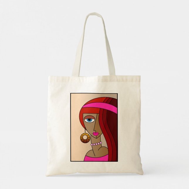 Tote Bag Dollup Redhead Femmes Beau Cubisme (Dos)