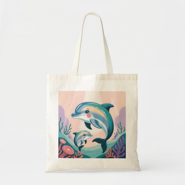 Tote Bag Dolphin Mom and Baby (Devant)