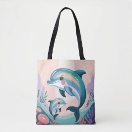 Tote Bag Dolphin Mom and Baby