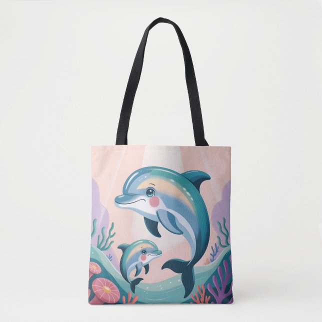 Tote Bag Dolphin Mom and Baby (Devant)