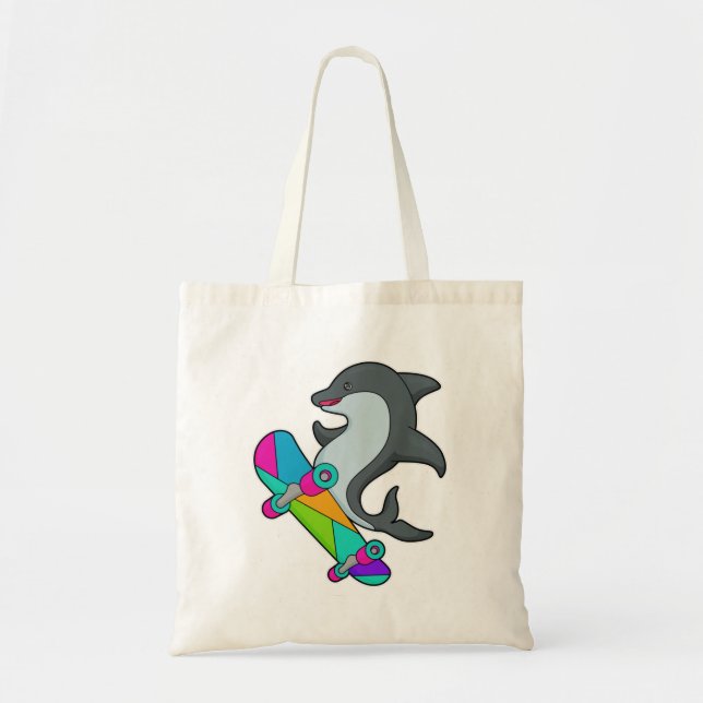Tote Bag Dolpin comme patineur avec skateboard (Devant)