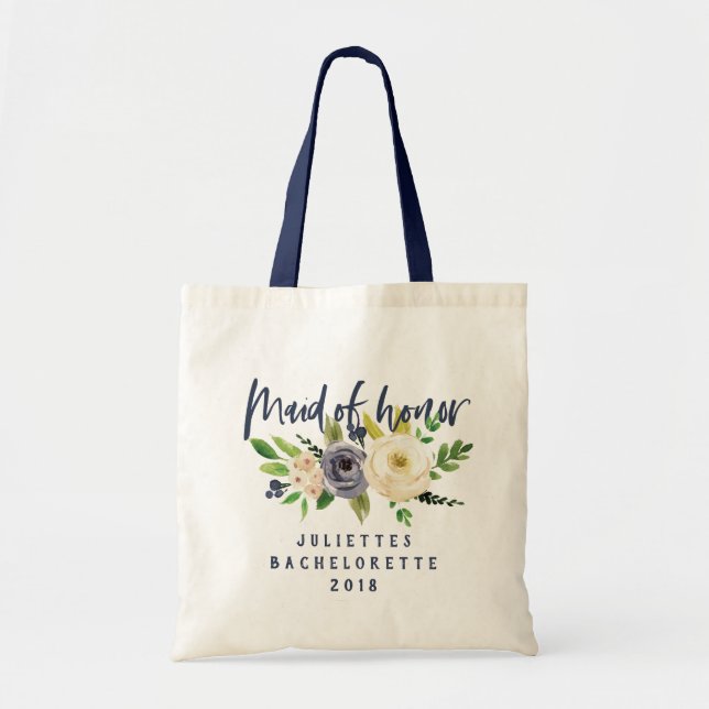 Tote Bag Domestique d'aquarelle florale d'honneur (Devant)