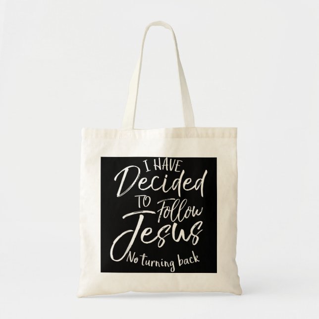 Tote Bag Don de baptême J'ai décidé de suivre Jésus Pas de  (Devant)