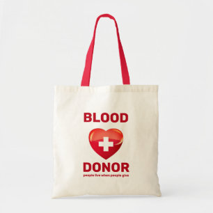 Tote Bag Donateur de sang - Croix de coeur (Les gens vivent